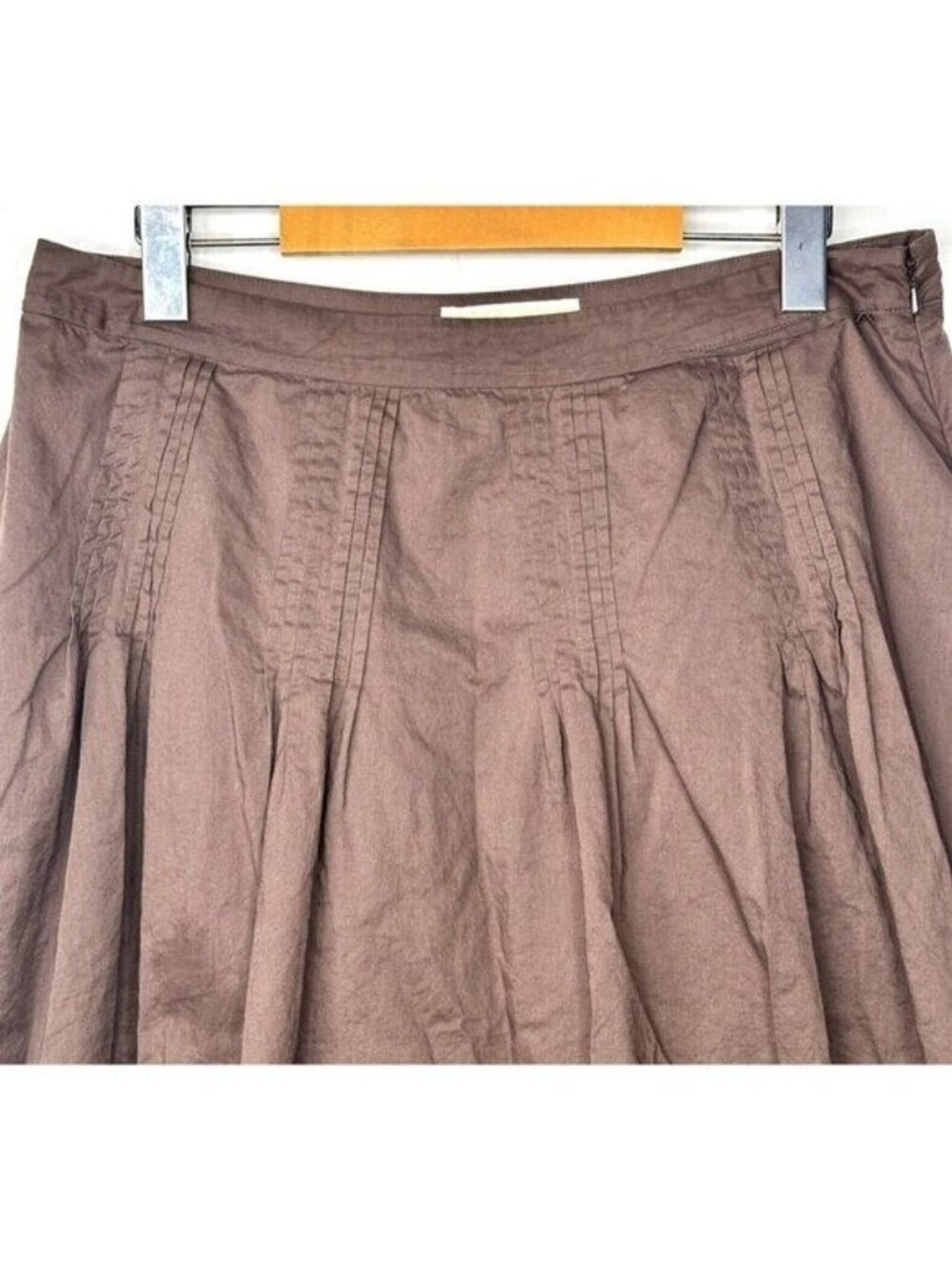 Michael Kors Boho Flare Skirt Womens 10 Brown Embroidered Pleated Cotton - Picture 3 of 9
